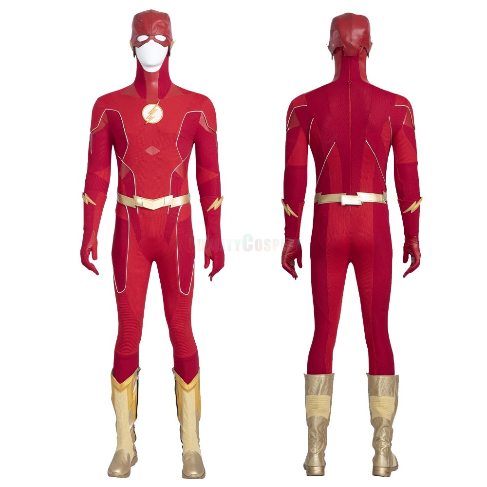TF S8 Barry Allen Cosplay Costume Gold Boot Edition - HQCOSPLAY